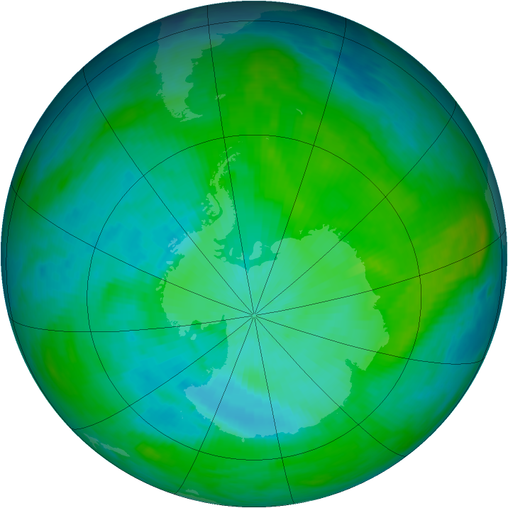 Antarctic ozone map for 12 February 1983